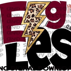 Eagles | Leopard Lightning Bolt | Spirit Tee | PNG Digital Download | Sublimation Design