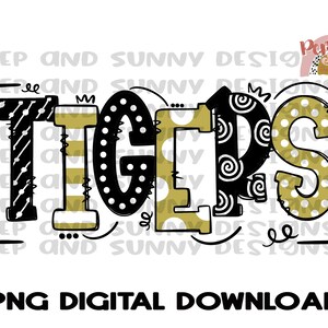 Tijgers | Doodle-ontwerp | Geest T-shirtontwerp | PNG digitale download | Sublimatie ontwerp