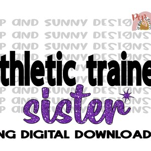 Athletic Trainer Schwester | Lila Glitzer | PNG Digitaler Download | Sublimationsdesign