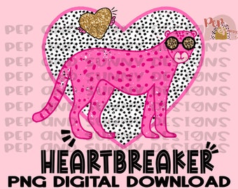 Heartbreaker / San Valentino Leopardo / San Valentino / Stressato / PNG Digital Download / Sublimation Design