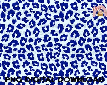 Royal Blue and Light Blue Leopard | Background | Hand Drawn | PNG Digital Download | Sublimation Design