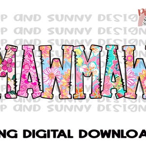 Mawmaw Florals Doodle Design | PNG Digitaler Download | Sublimationsdesign
