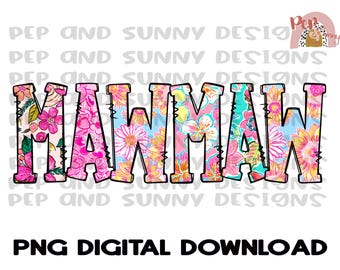 Mawmaw Florals Doodle Design | PNG Digitaler Download | Sublimationsdesign