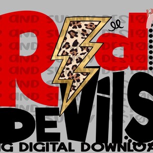 Rode Duivels | Leopard Lightning Bolt | Spirit Tee | PNG Digitale Download | Sublimatie Ontwerp
