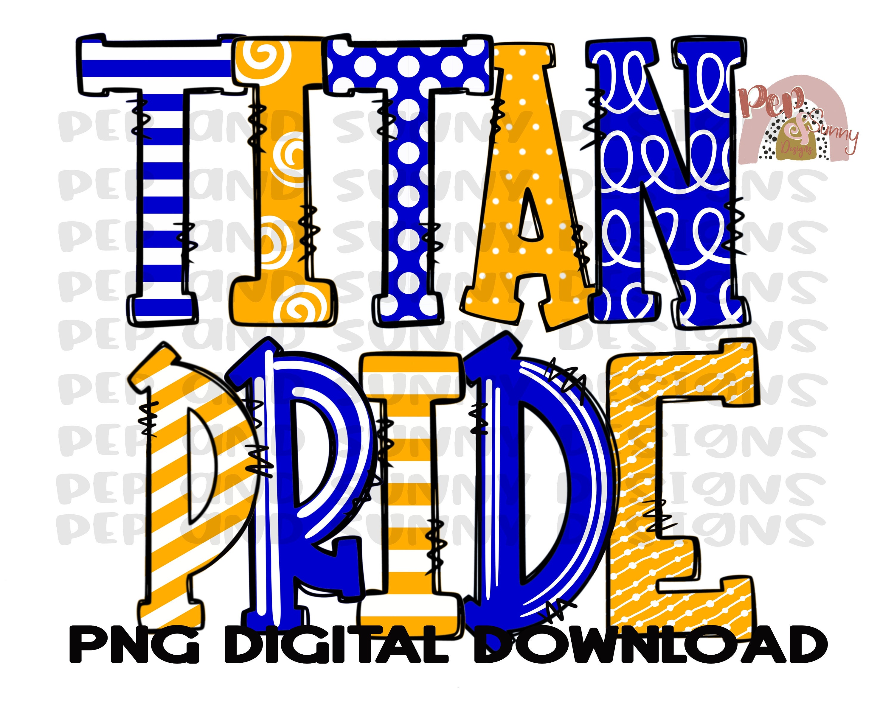 Titan Pride / Titans / Doodle Design / Spirit Tee / PNG Digital Download / Sublimation Design