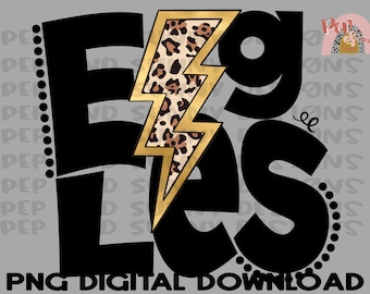Eagles | Leopard Lightning Bolt | Spirit Tee | PNG Digital Download | Sublimation Design