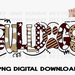 Bulldogs | Doodle Design | Spirit Tee Design | PNG Digital Download | Sublimation Design