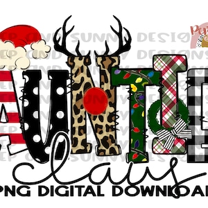 Tante Claus | Santa Hat | | de rennes Léopard | | Noël PNG Digital Télécharger | Conception de sublimation