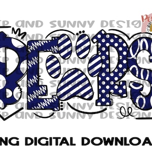 Bears | Doodle Design | Navy Blue | Mascot | Spirit Tee | PNG Digital Download | Sublimation Design