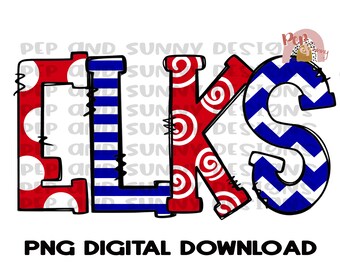 Elks | Doodle Design | Spirit Tee | PNG Digital Download | Sublimation Design