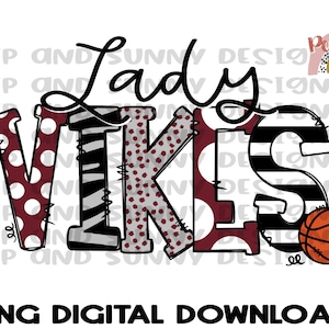 Lady Vikings Maroon / Pallacanestro / Design del basket / Download digitale PNG / Design a sublimazione