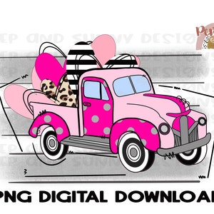 Valentine Truck with Hearts | Hearts | PNG Digital Download | Sublimation Design