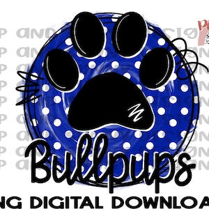 Bullpups | Mascot | Spirit Tee | Polka Dots |  PNG Digital Download | Sublimation Design
