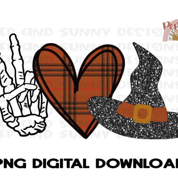 Peace Love Witch Hat | Halloween | PNG Digital Download | Sublimation Design