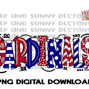 Cardinals  | Doodle Design | Spirit Tee | PNG Digital Download | Sublimation Design