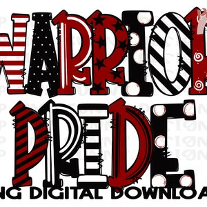 Warrior Pride | Doodle Design | Spirit Tee | PNG Digital Download | Sublimation Design