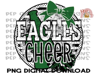 Eagles Cheer | Cheer Team Design | Dance Team Design | Megaphone | Bow | PNG Digital Download | Sublimation Design