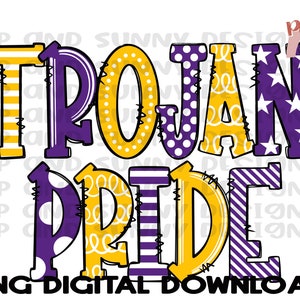 Trojan Pride | Spirit Tee Design | Doodle Design | PNG Digital Download | Sublimation Design