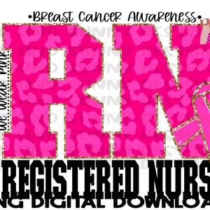 RN Registered Nurse Breast Cancer Design | Leopard | Pink | PNG Digital Download | Sublimation Design