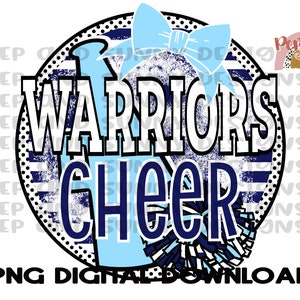 Warriors Cheer | Cheer Team Design | Dance Team Design | Megaphone | Bow | PNG Digital Download | Sublimation Design