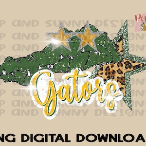 Gators Leopard | Glitter | Star Eyes | Distressed | Spirit Tee | PNG Digital Download | Sublimation Design