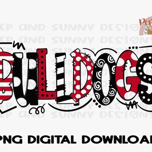 Bulldogs / Doodle Design / Spirit Tee / PNG Digital Download / Sublimation Design