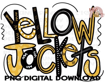 Yellowjackets | Spirit Tee | Mascot | PNG Digital Download | Sublimation Design