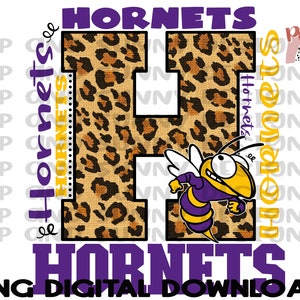 Hornets Collage Design | Leopard | Spirit Tee Design | PNG Digital Download | Sublimation Design