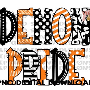 Demon Pride | Doodle Design | Mascot | Spirit Tee | PNG Digital Download | Sublimation Design