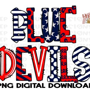 Blue Devils | Spirit Tee | Doodle Design | PNG Digital Download | Sublimatie Ontwerp