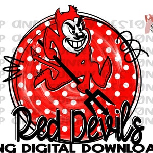 Red Devils / Polka Dots / Spirit Tee / PNG Digital Download / Diseño de sublimación
