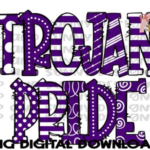 Trojan Pride | Doodle Design | Spirit Tee | Mascot | PNG Digital Download | Sublimation Design