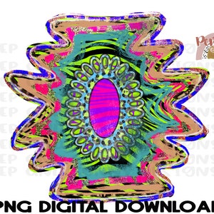 Neon Aztec Design | Turquoise | Western | Neon | Hand Drawn | PNG Digital Download | Sublimation Design