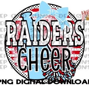 Raiders Cheer | Cheer Team Design | Dance Team Design | Megaphone | Bow | PNG Digital Download | Sublimation Design