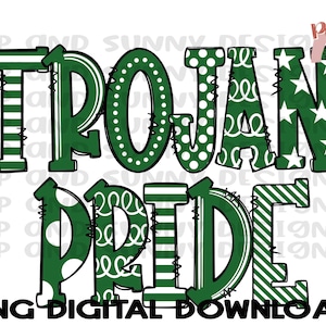Trojan Pride | Spirit Tee | Doodle Design | PNG Digital Download | Sublimation Design