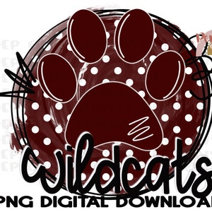 Wildcats | Paw Print | Spirit Tee | PNG Digital Download | Sublimation Design
