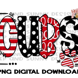 Cubs | Doodle Design | Spirit Tee | Paw Print | PNG Digital Download | Sublimation Design
