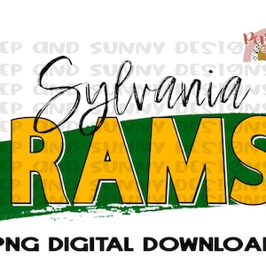 Rams | SYLVANIA Rams | School Colors | Spirit Tee | PNG Digital Download | Sublimation Design