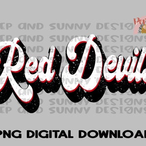 Red Devils / Spirit Tee / Retro / Distressed Design / PNG Digital Download / Sublimation Design