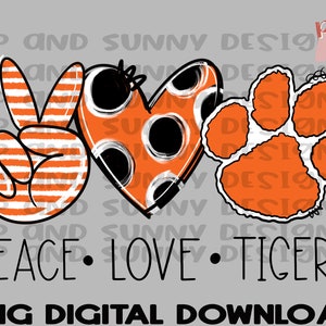 Peace Love Tigers / Tigers / Orange / PNG Digital Download / Diseño de sublimación