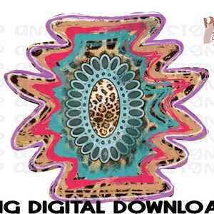 May include: A colorful digital design featuring a turquoise and green mandala with a leopard print background. The mandala is surrounded by a pink, purple, and brown border.