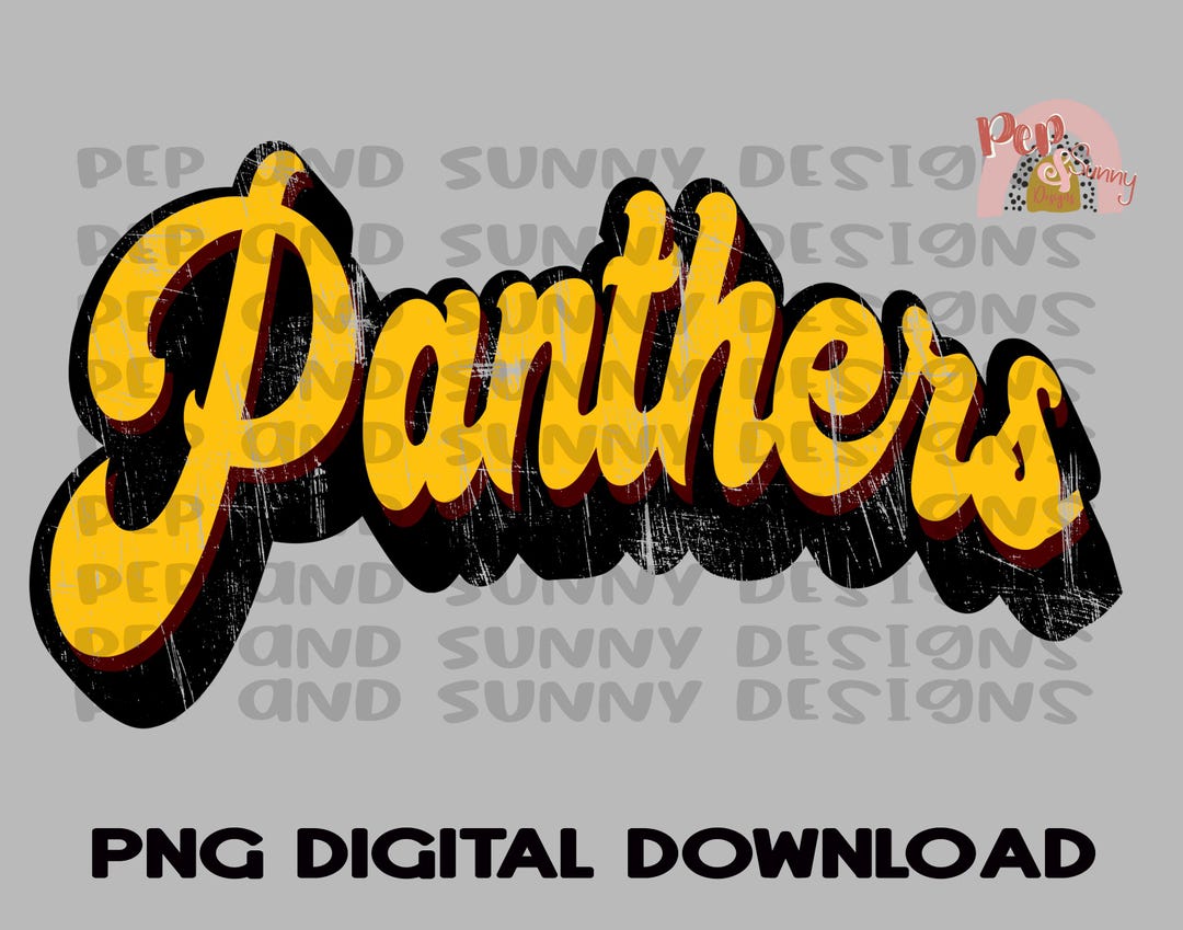 Panthers Yellow Gold Maroon Black Retro Design Distressed Spirit Tee ...