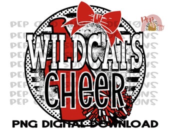 Wildcats Cheer | Cheer Team Design | Dance Team Design | Megaphone | Bow | PNG Digital Download | Sublimation Design