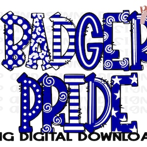 Badger Pride | Badgers | Spirit Tee | Doodle Design | PNG Digital Download | Sublimation Design