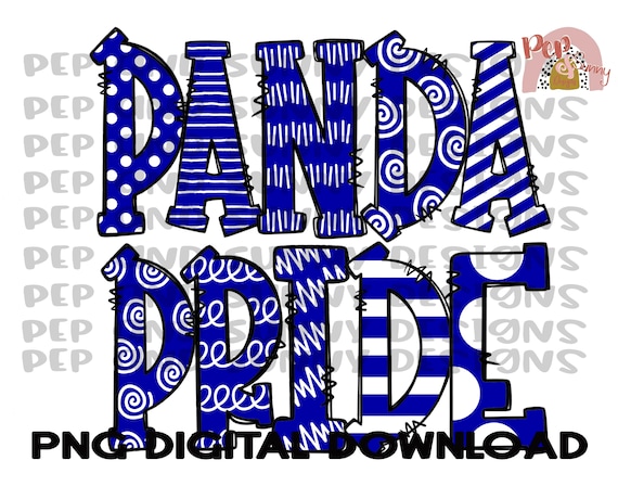 Panda Pride Doodle Design Spirit Tee PNG Digital Download.