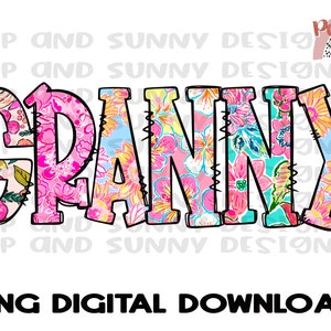 Granny Florals Doodle Design | PNG Digital Download | Sublimation Design