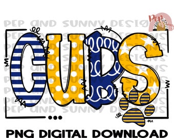 Cubs | Doodle Design | Spirit Tee | Paw Print | PNG Digital Download | Sublimation Design