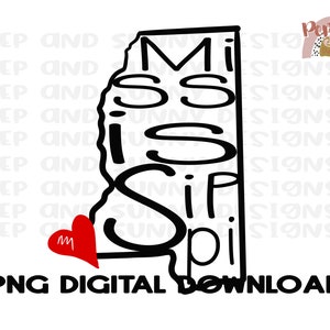 Mississippi | Hand Drawn | PNG Digital Download | Sublimation Design