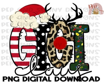 Gigi Claus | Santa Hat | Reindeer | Leopard  | Christmas | PNG Digital Download | Sublimation Design