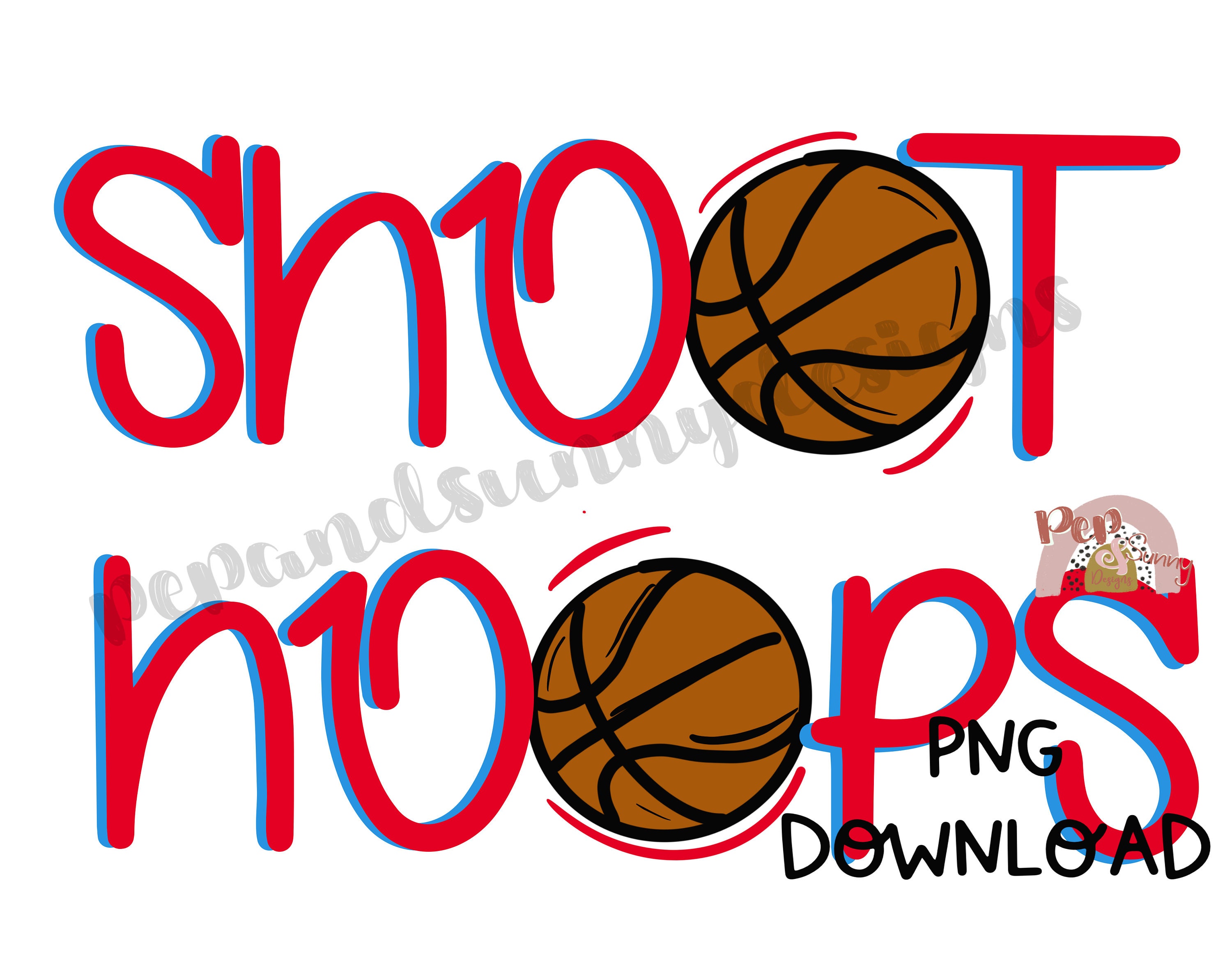 Shoot Hoops Hand Drawn PNG Digitale download Etsy